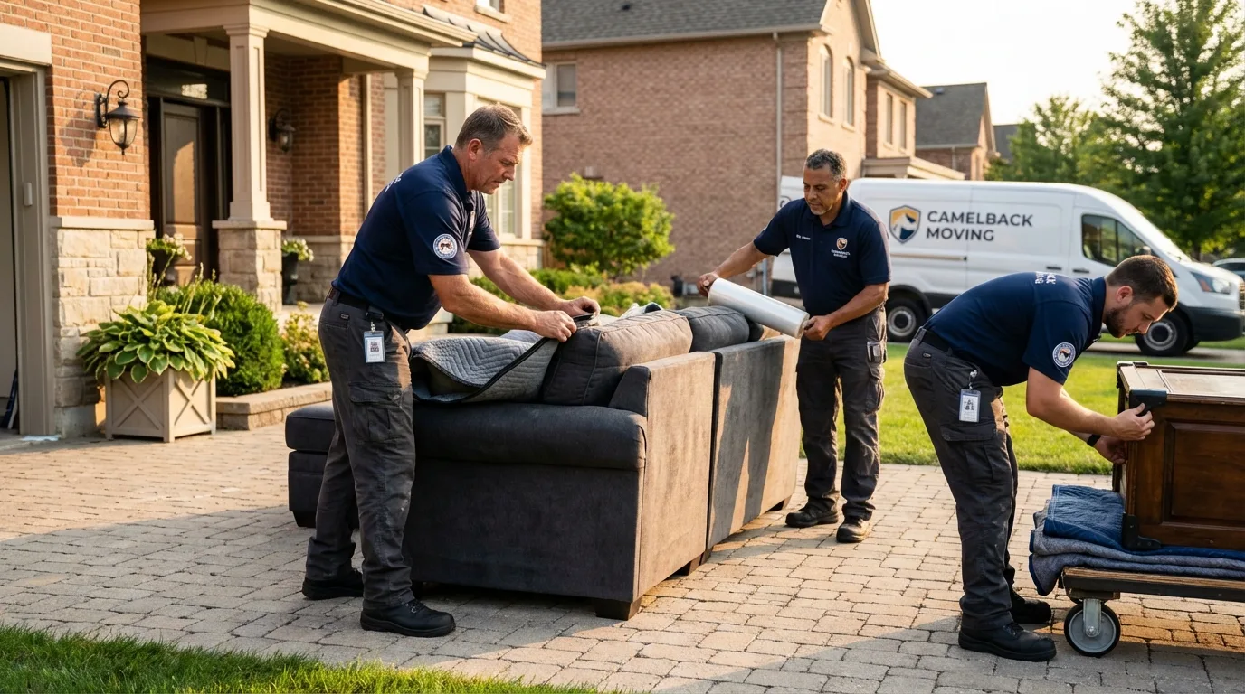 Large estate moving crew wrapping furniture in Fairfield, AL