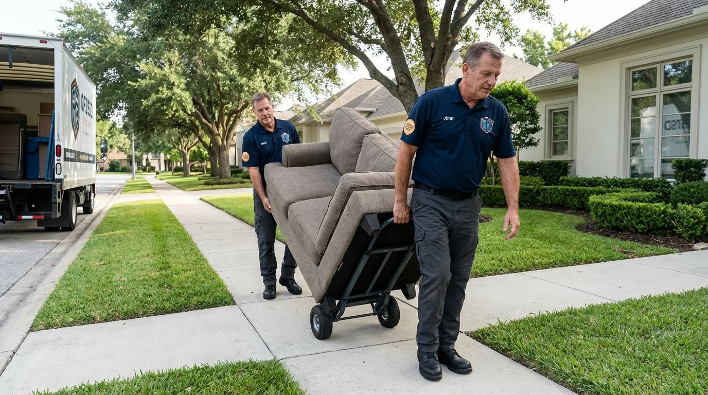 Local residential moving crew loading furniture in Fairfield, AL